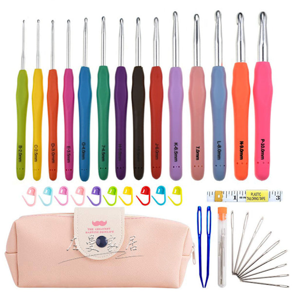 45-delars virkningsset med nålar, markörer, måttband - Knitting Kit multifärg