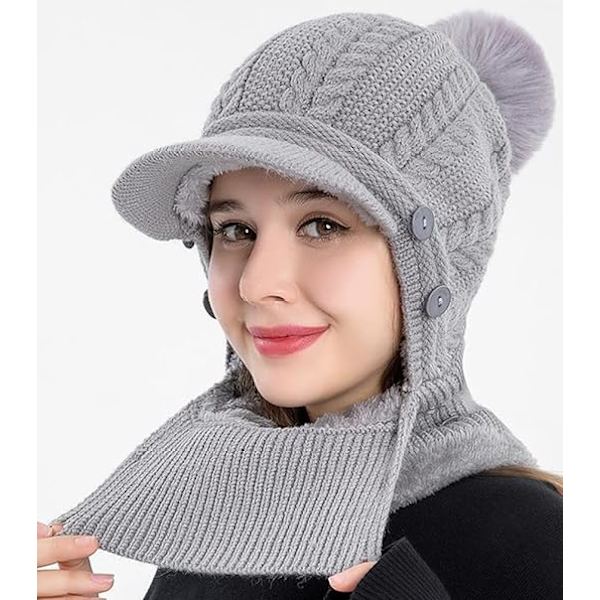Dame Ett Stykke Slouchy Fleece Beanie Luer Skjerf Maske Varm W,ZQKLA