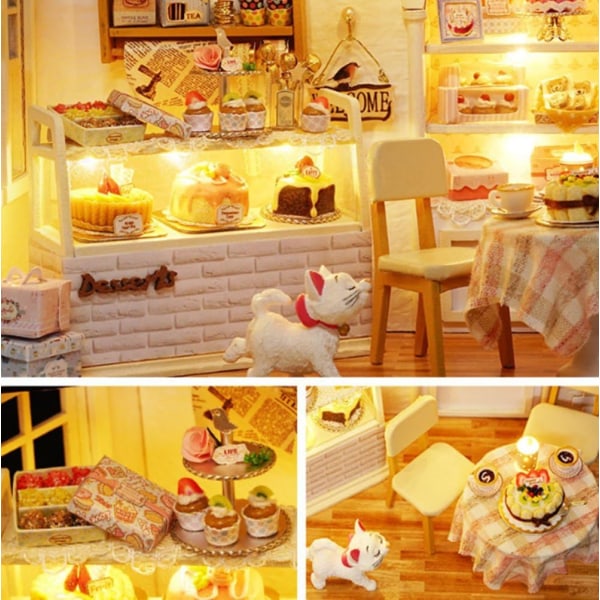 Romantiskt och sött Dollhouse Miniatyr DIY House Kit Creative,ZQKLA
