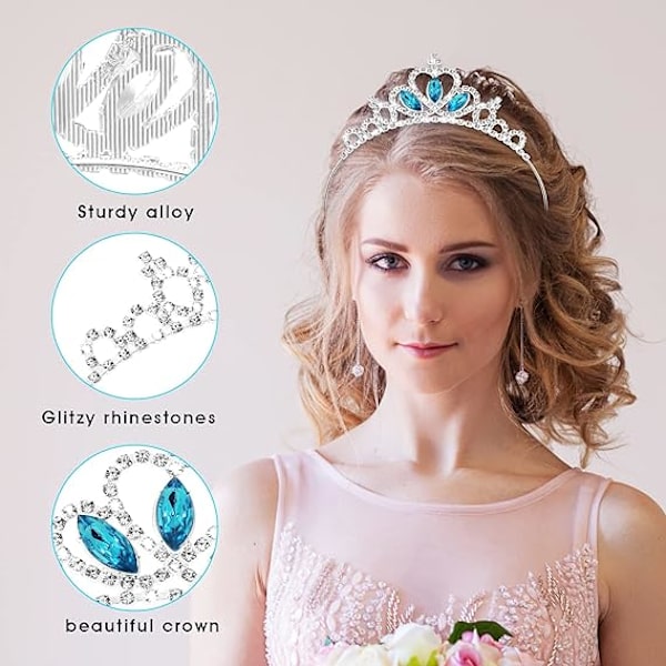 Set med 2 Prinsesskronor Hårband Flickors Diadem Hårband Diadem, ZQKLA