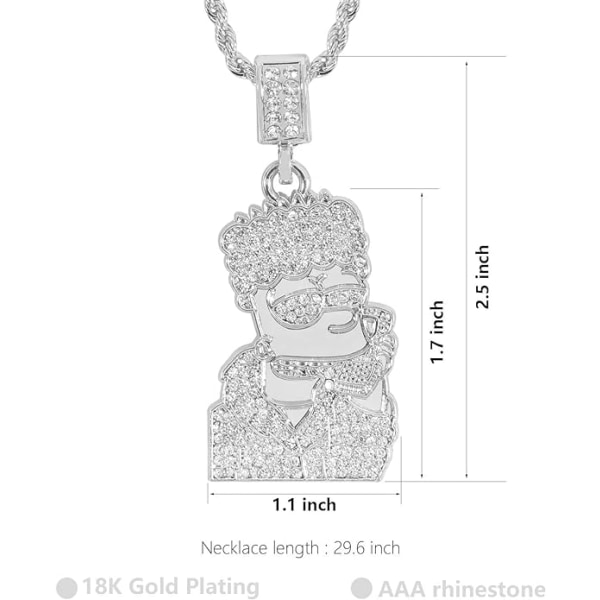 Miesten 18K kullattu CZ Fully Iced Out Cartoon 316L Stainle,ZQKLA