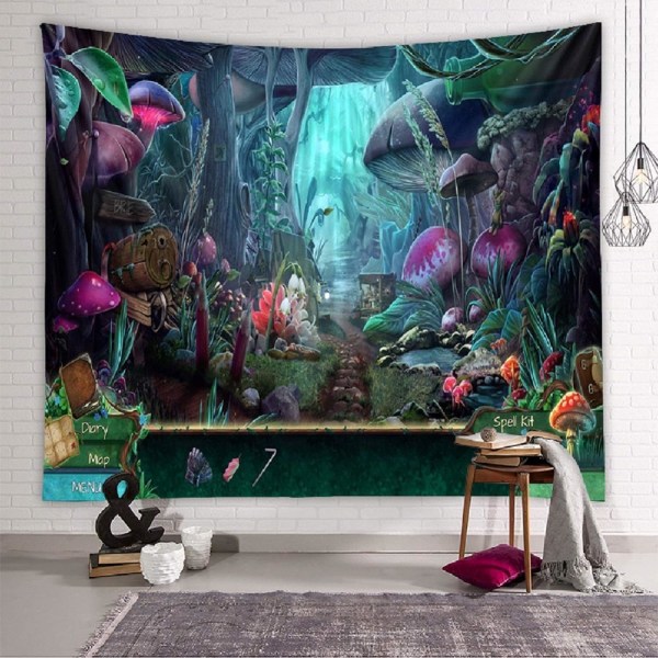 Skogsträdgårdsvägg, Psychedelic Hippie Tapestry Wall,ZQKLA