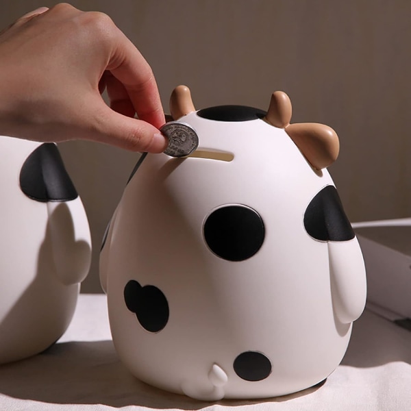 Cow Piggy Bank, Kids Coin Piggy Bank leke, hvit, søt dyr, ZQKLA