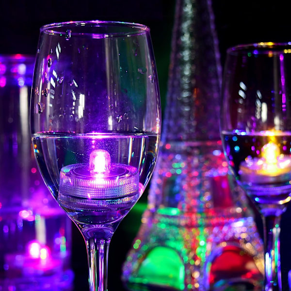 RGB Vattentäta Undervattens Runda Mini LED Värmeljus Sänkbar, ZQKLA