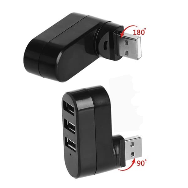 USB-hub, 90°/180° roterbar USB-adapter, 4-ports USB-datahub, Mul