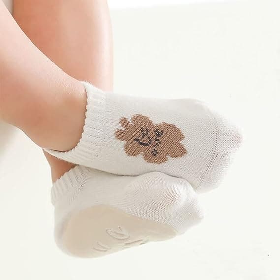 5 Par Baby-Strømper med Antislip - Usynlige Bomuldsstrømper med Dyremotiv