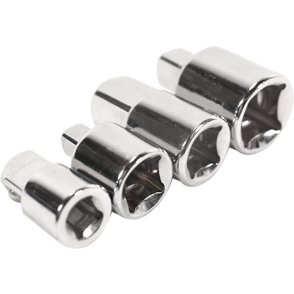 Sæt med 4 reduceringsadaptere til stikkontakter og bits 1/2\" 3/8\" 1/4\"