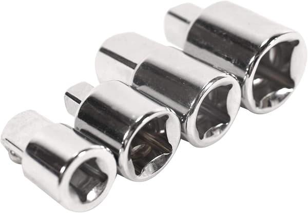 Set med 4 reduceringsadaptrar för hylsor och bits 1/2\" 3/8\" 1/4\"