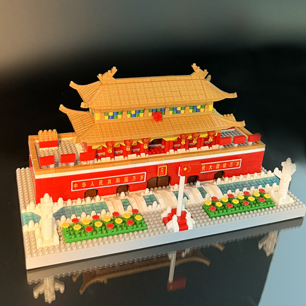 Micro Mini Blocks Tiananmen-sett, 2000+ stykker murstein, 3D Pu, ZQKLA