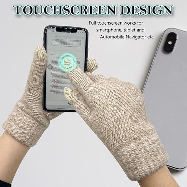 Termiska Vinterhandskar Dam Touch Screen Ull Varmt Foder C,ZQKLA