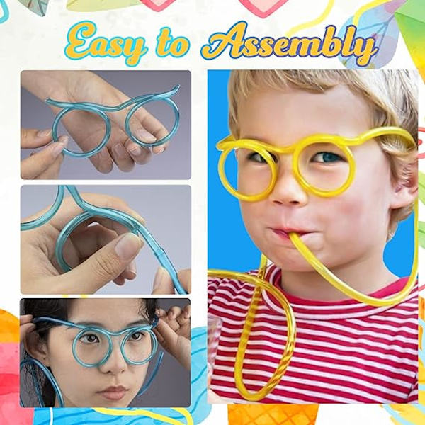 4 stycken roliga sugrör, nyhet flexibla mjuka dryckesglasögon, ZQKLA