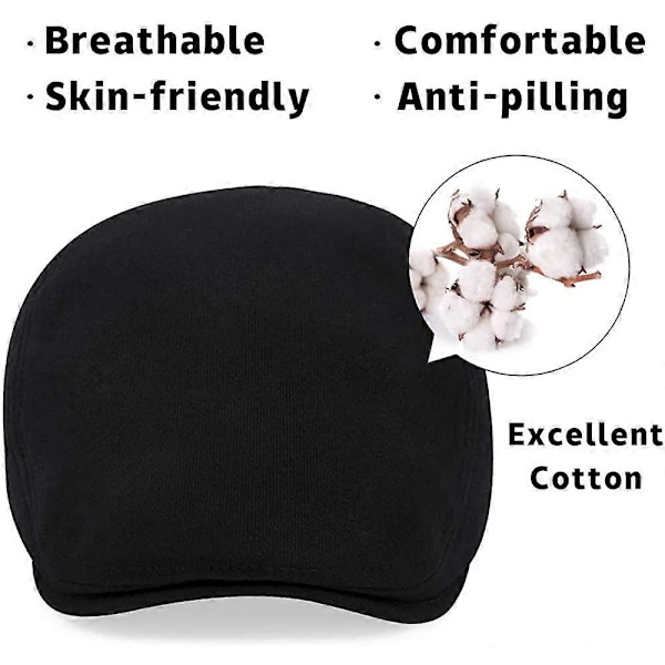 Justerbar Flat Top-beret för män (Svart)