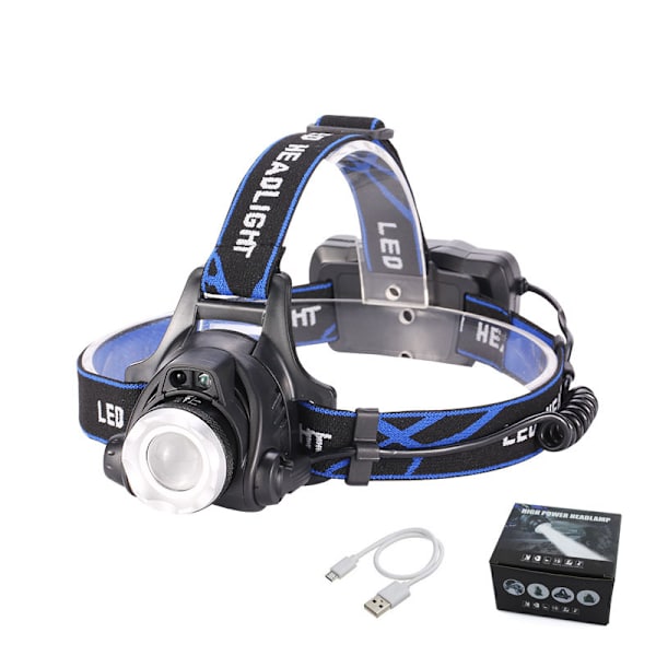 Tehokas LED-otsalamppu Ladattava taskulamppu Säädettävä otsalamppu, ZQKLA