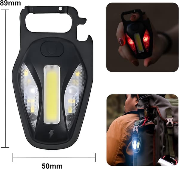 Multifunksjonell håndholdt lampe, COB nøkkellampe, rask lading, ZQKLA
