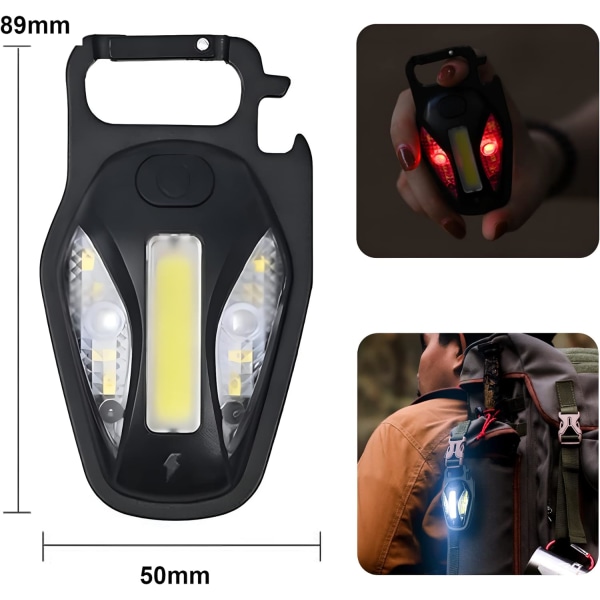 Multifunktionell ficklampa, COB-nyckellampa, snabb laddning, ZQKLA