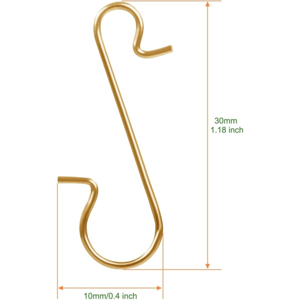 Små S-formede kroker i rustfritt stål, dekorativ pynt til jul