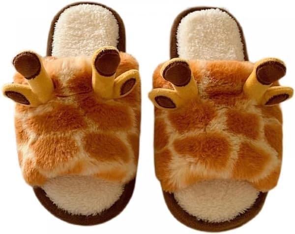 Cartoon Giraff Tofflor i Bomull, Vinter Inomhus Utomhus Tofflor