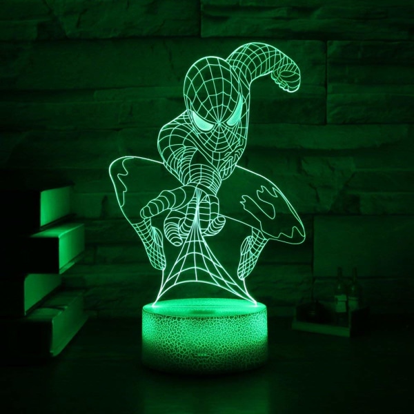 Spiderman 3D LED Illusions nattlys med 7 fargeendringer, ZQKLA