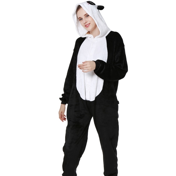 Uudet syksyn ja talven flanellieläinten yksiosaiset pyjamat kotivaatteet-Panda L