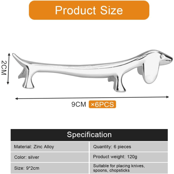 6 st. Spispinnarhållare i zinklegering, söta hundar, ZQKLA