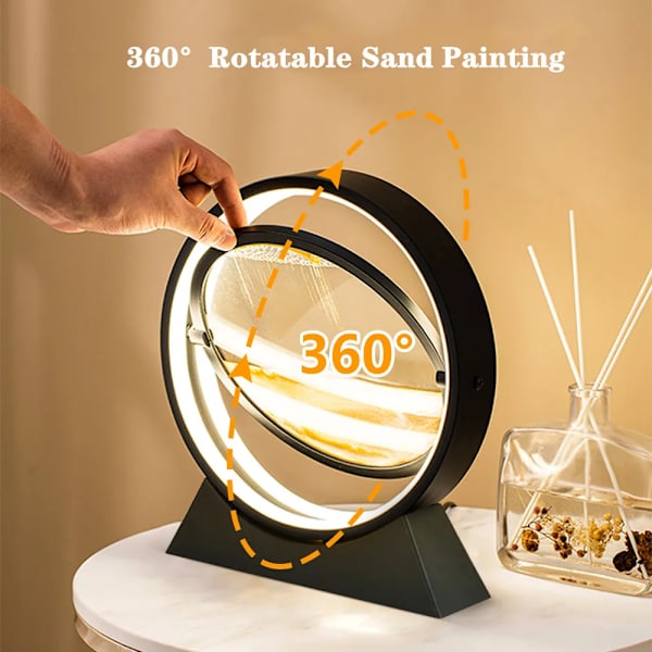 Rörlig Sandkonst Bordslampa, USB LED Hantverk Kvicksand 3D Natur, ZQKLA