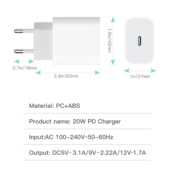 1 Pakkaus PD20W Matkapuhelinlaturi PD Pikalaturi Huawei, ZQKLA