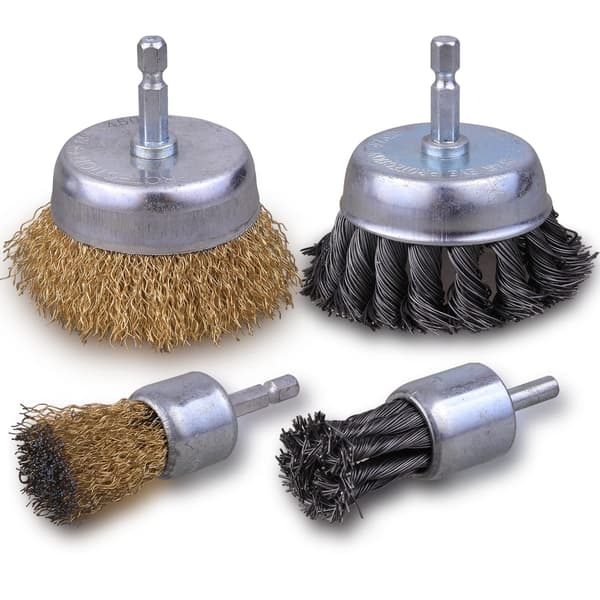 4 stk. Wirebørste for Drill med 1/4'' Hex Skaft, Drill Wirebørste