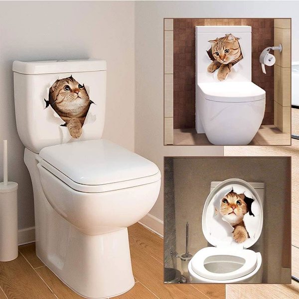 Söta kattväggdekaler 3D väggmålning katt avtagbar 3D, ZQKLA