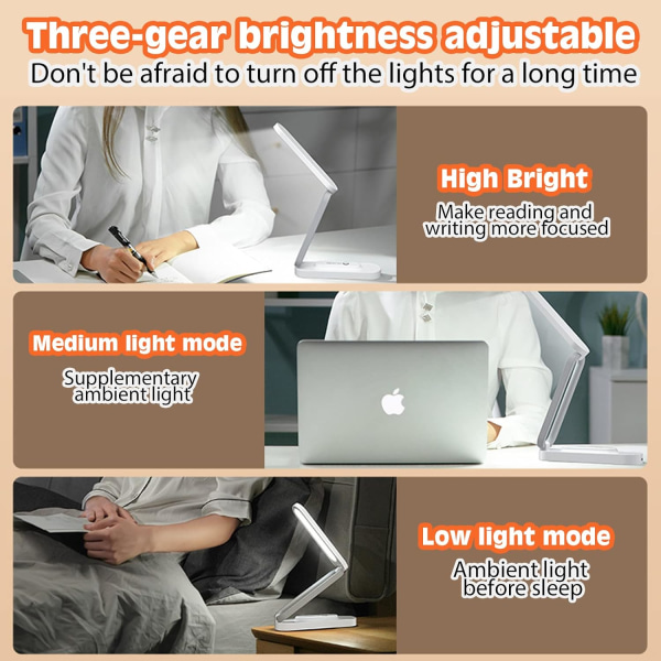 Vikbar trådlös LED-bordslampa Bärbar skrivbordslampa med dimbar
