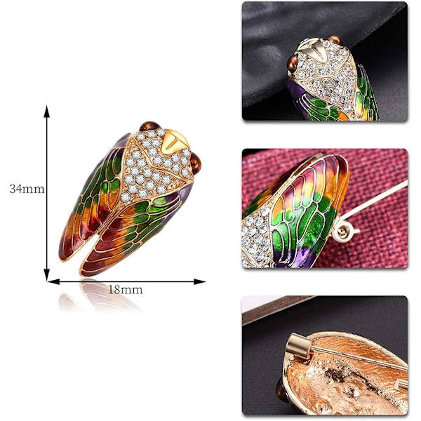 Cicada Brosch Insekter Strass Mode Berlocker Smycken Badge, ZQKLA