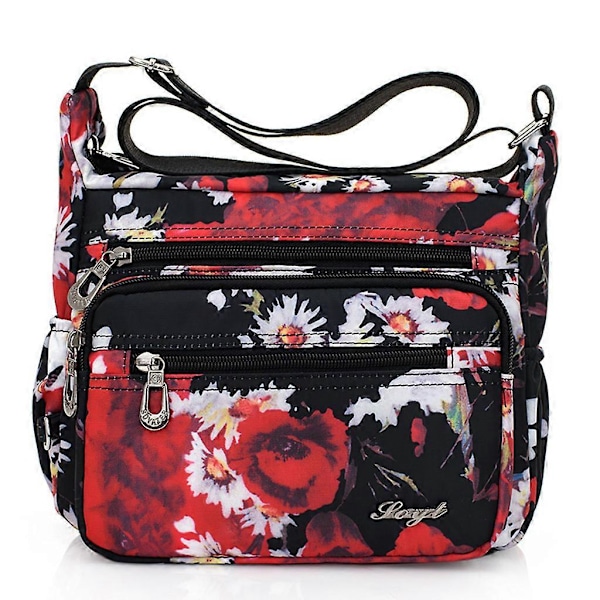 Nylon Blommönstrad Multi-Ficka Crossbody Väska Dam Rese Axelväska Style 3