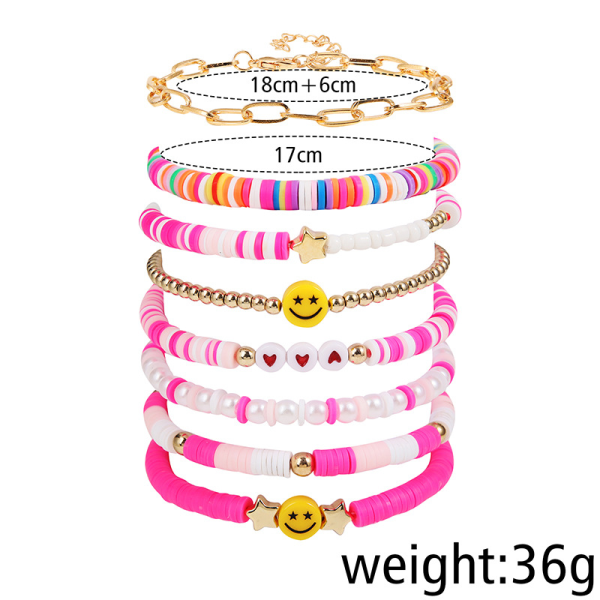 Armband Set Färgglada Vitguld Smile Heart Star Evil Eye ,ZQKLA