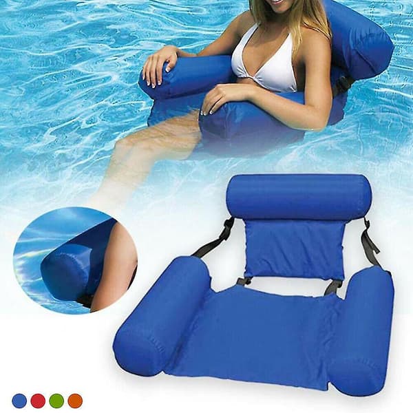 Blå Flydende Stol Pool Sæde Oppustelig Lazy Vand Seng Lounge Ch