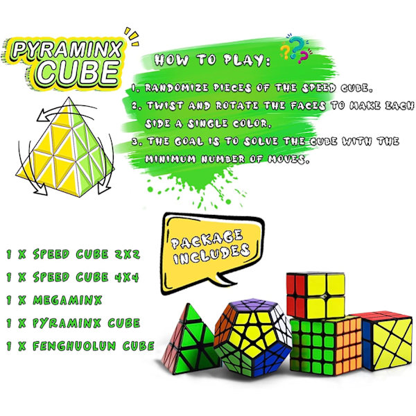 Palikkakuutiosetti Magic Cube 2x2 4x4 Fenghuolun Palikkakuutiolelu Lahja