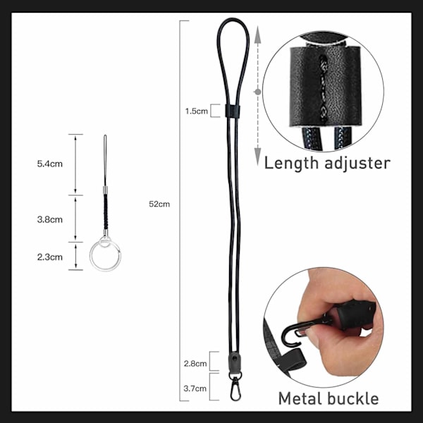 Läderhalsband Justerbart, Nyckelhalsband Nackrem Nyckelring, ZQKLA