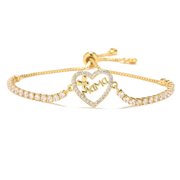 （Hjerteformet mor）Dainty Gold Link Chain Armbånd til kvinder, ZQKLA