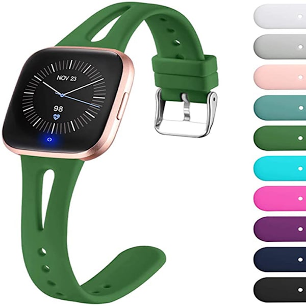 3 Tunna Armbands för Klocka, Kompatibla med Fitbit Versa 2 Band/Fitbit Versa/Fitbit Versa Lite/SE, Silikon Ersättningsarmband för Smartklocka Fruit green L