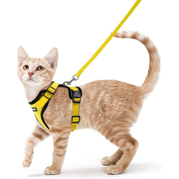 Kissan valjaat pentuhihnassa säädettävät kissanpennun valjaat keltainen, koko S