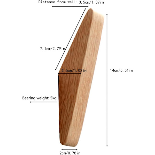 6-pack Ek-klädkrokar Minimalistisk Design Tung Duty Robe Hook Vägg