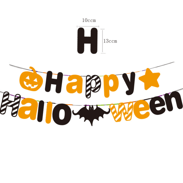 Alfabetisk Dragflagga PVC Bat Dekaler Halloween Dekorationssats, ZQKLA