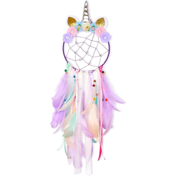 Värikäs Unicorn Dream Catcher värikkäillä höyhenillä ja Ha,ZQKLA:lla