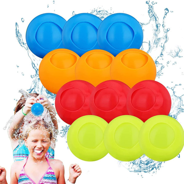 12 ST Återanvändbara vattenballonger, vattenbombstänkbollar för ZQKLA