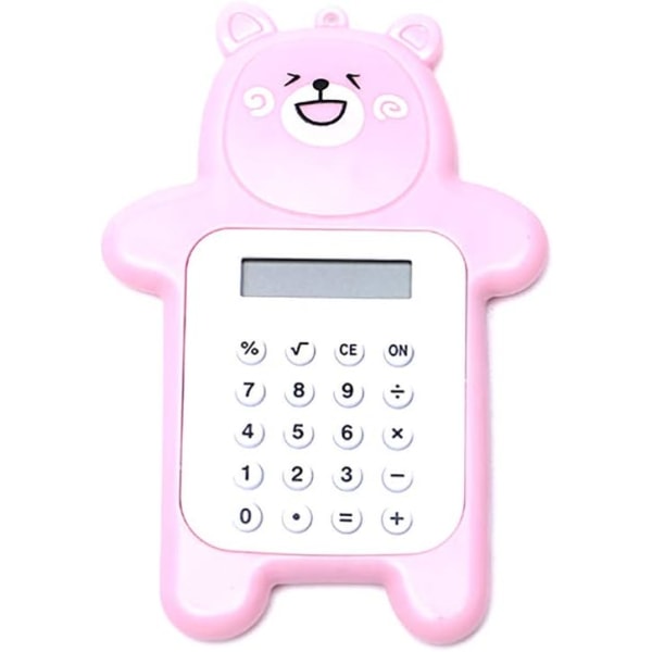 Tegneseriekalkulator, rosa, søt kreativ bjørn bærbar kalkulator, ZQKLA