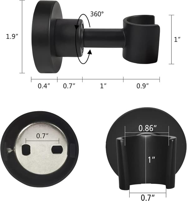 Dusjhodeholder, 304 rustfritt stål for dusjhode 360° justerbar, ZQKLA