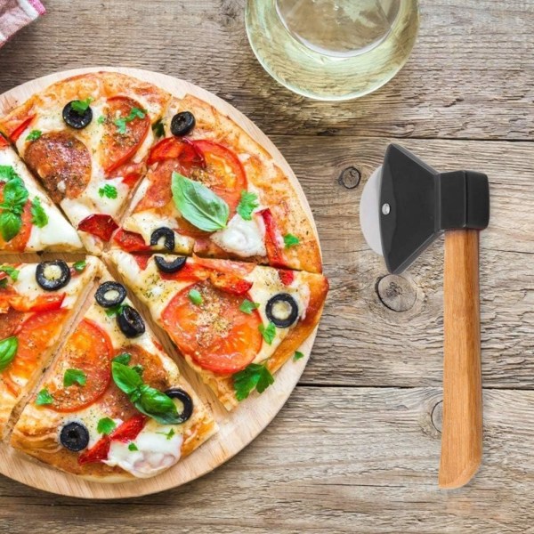 Pizza Cutter i Øksform, Rullende Pizza Cutter i Rustfritt Stål, ZQKLA