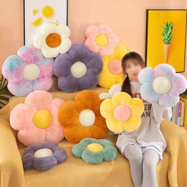 Plush kudde i blomform, blomkudde, golvkudde, ZQKLA