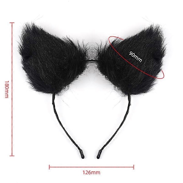 3 stk. Metal Massager Rævehale og Ræveører Rollespil Cosplay Black