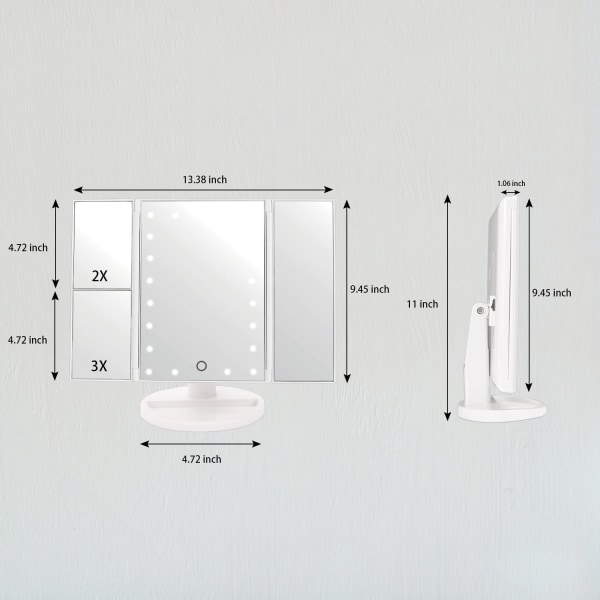 Dewenwils sminkspegel med 21 LED-lampor, dubbeldriven 2X/3X LE