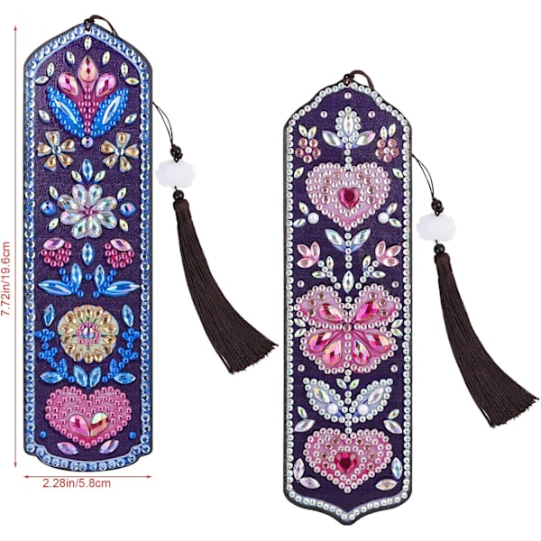 (2-pack) Diamantbroderi Bokmärkeskit med Läder Tofs, ZQKLA