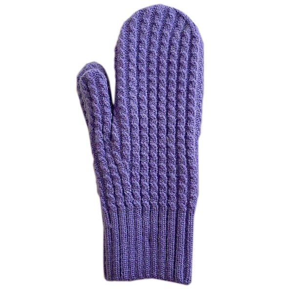 Vinter Hæklede Handsker Fuld Finger Strikkede Votter Ensfarvede Varme Handsker Purple